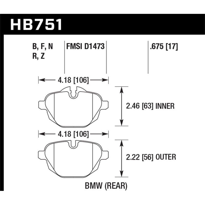 Hawk 2015 BMW 428i Gran Coupe / 11-16 535i / 11-16 X3/X4 HP Plus Rear Brake Pads - T1 Motorsports
