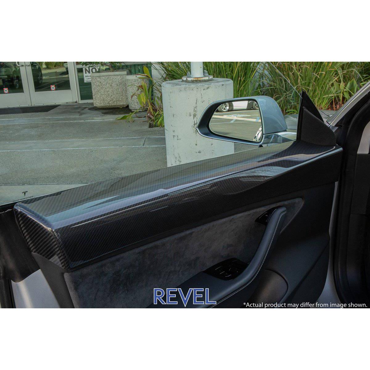 Revel GT Dry Carbon Door Trim Cover Set (Front Left & Front Right) for 16-19 Tesla Model 3 - T1 Motorsports