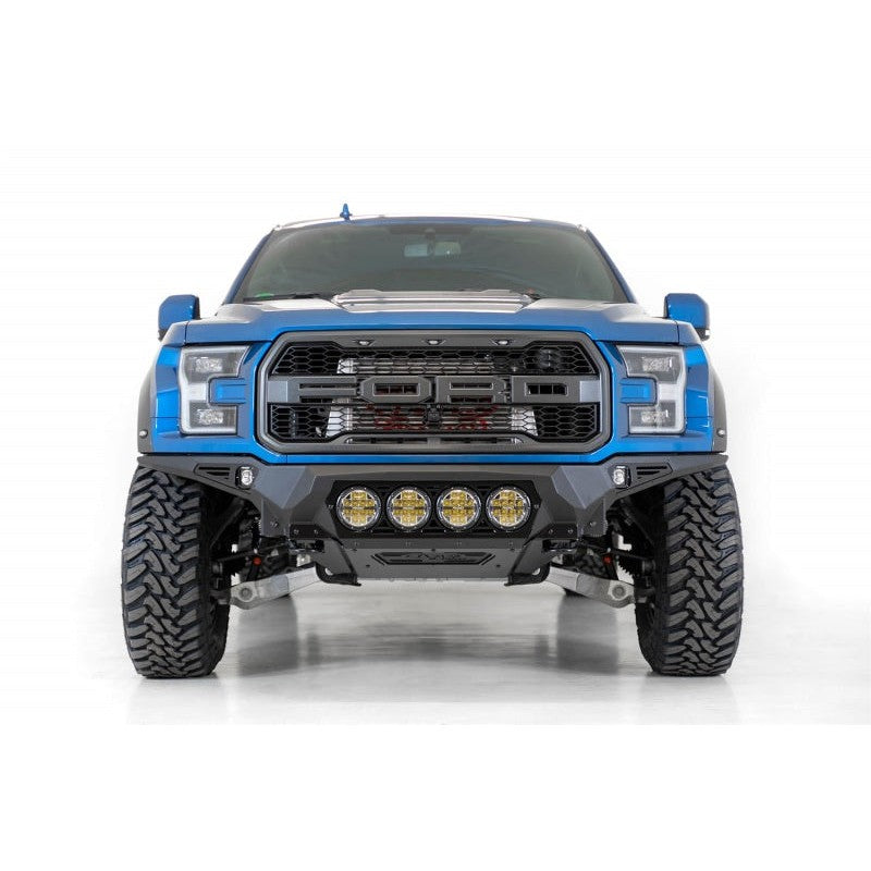 Addictive Desert Designs 17-20 Ford F-150 Raptor Bomber Front Bumper w/ 4 Rigid 360 6in Round Mounts