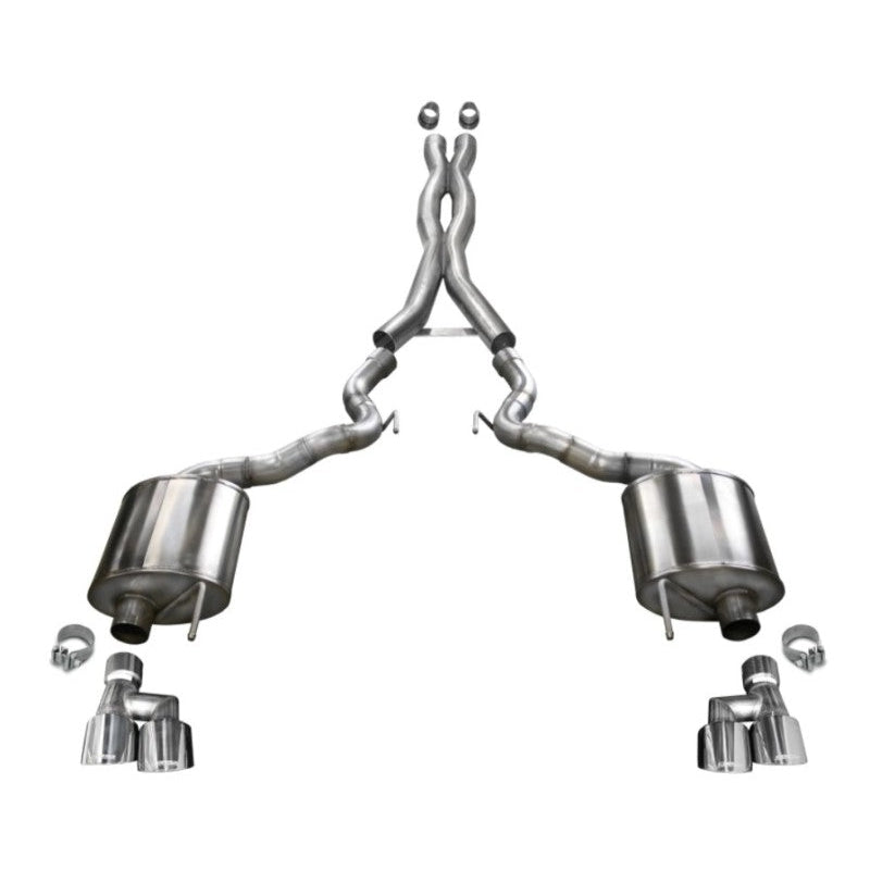 Corsa 18-20 Ford Mustang GT Convertible w/o Active Valves Sport Cat-Back w/ Polished 4in Tips - T1 Motorsports