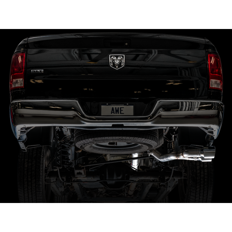 AWE Tuning 09-18 RAM 1500 5.7L (w/Cutouts) 0FG Dual Rear Exit Cat-Back Exhaust - Chrome Silver Tips