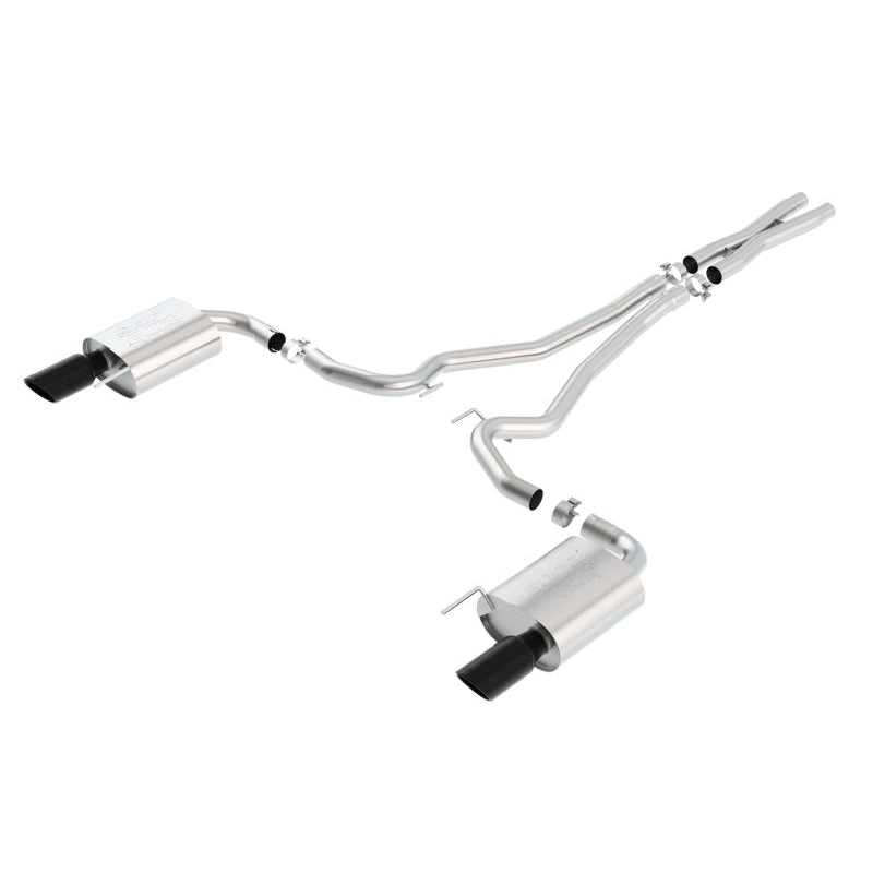 Borla Atak S Cat-Back 15-17 Ford Mustang GT 5.0L V8 MT/AT 2.5in pipe 4in tip (Black Chrome) - T1 Motorsports