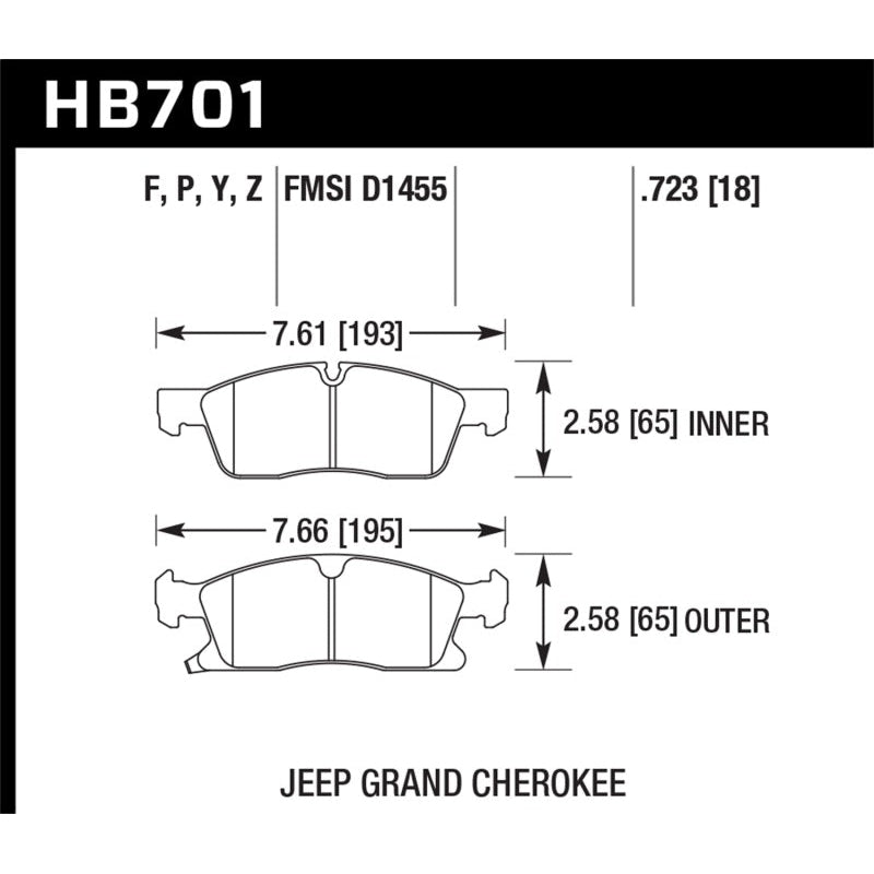 Hawk 11-12 Dodge Durango / 11-12 Jeep Grand Cherokee HPS 5.0 Front Street Brake Pads - T1 Motorsports