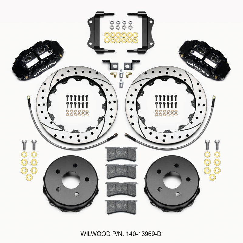 Wilwood Narrow Superlite 4R Rear Kit 12.88in Drilled 2007-up Jeep JK w/Lines - T1 Motorsports