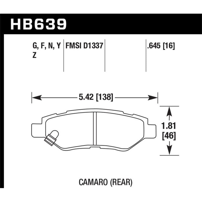 Hawk 10-15 Chevrolet Camaro 3.6L / 08-14 Cadillac CTS (w/JE5/J55 Brakes) DTC-60 Race Rear Brake Pads - T1 Motorsports