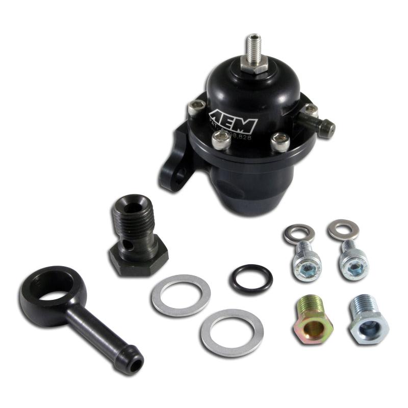 AEM 96-97 Acura CL / 94-97 Accord / 96-00 Civic Ex Black Adjustable Fuel Pressure Regulator - T1 Motorsports