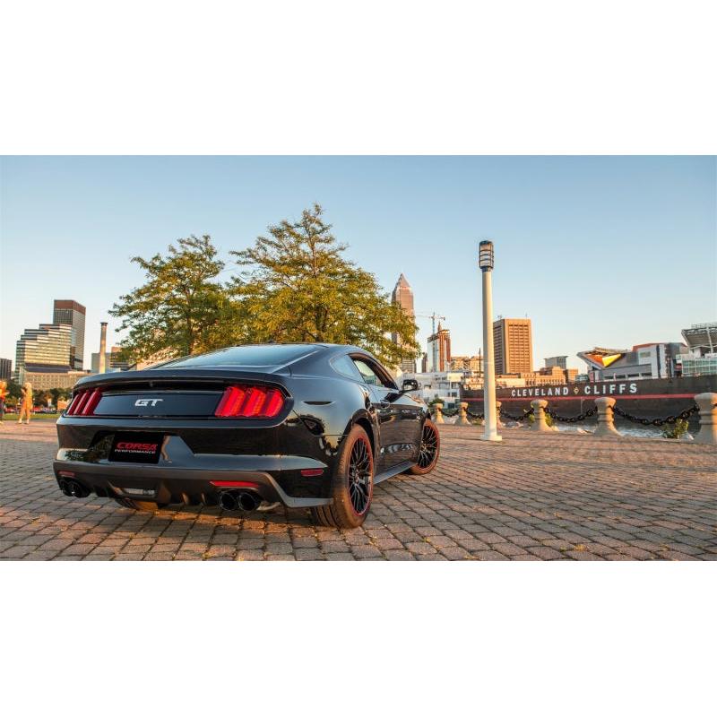 Corsa Sport 3in Cat Back Exhaust Black Quad Tips - 2015-2023 Ford Mustang GT 5.0