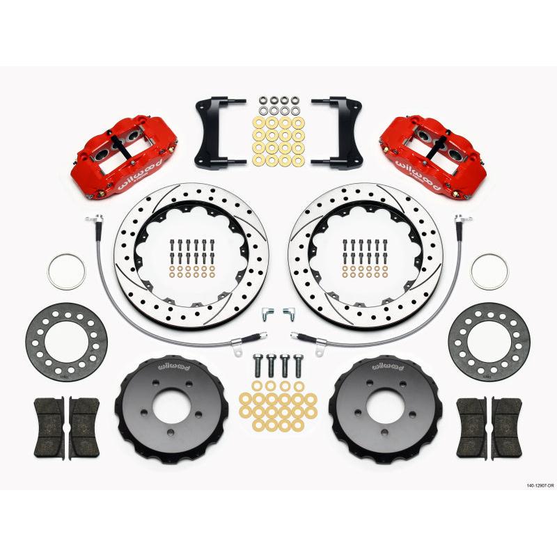 Wilwood Narrow Superlite 6R Front Hat Kit 12.88in Drill Red 2005-Up Mazda Miata w/ Lines - T1 Motorsports
