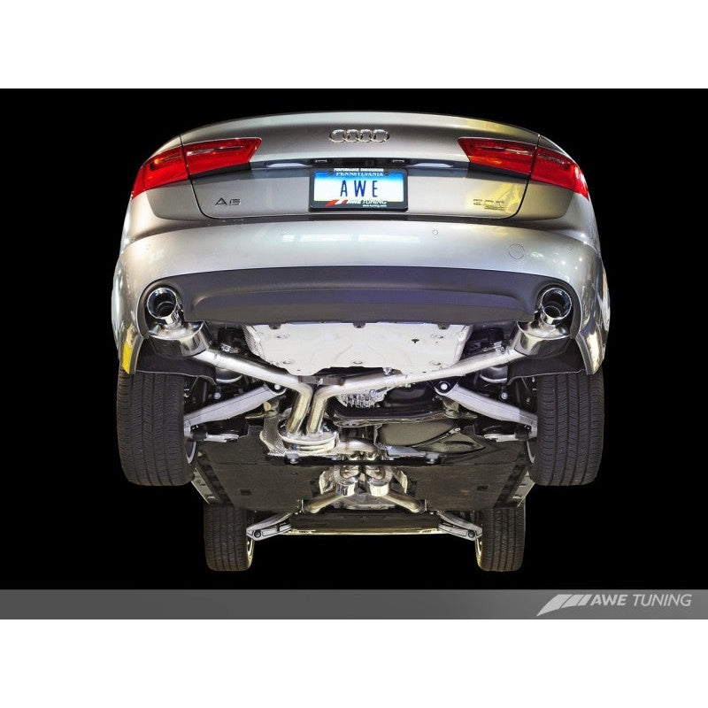 AWE Tuning Audi C7 A6 3.0T Touring Edition Exhaust - Dual Outlet Diamond Black Tips - T1 Motorsports