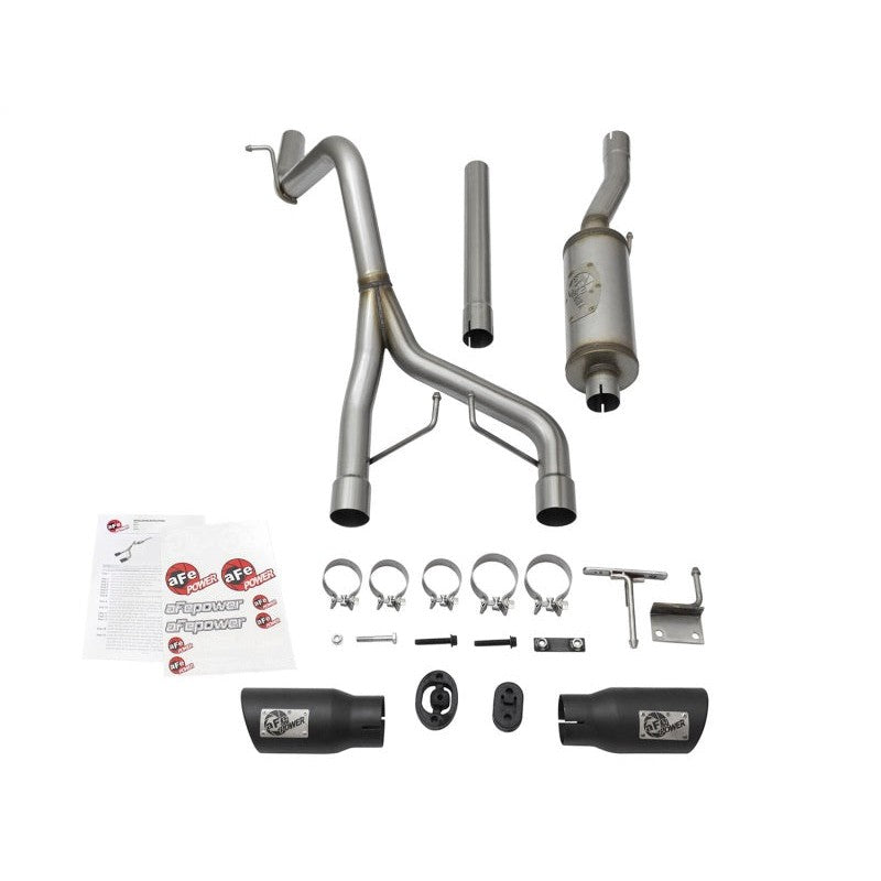 aFe Rebel Series CB 2.5in Dual Center Exit SS Exhaust w/ Black Tips 07-15 Jeep Wrangler 3.6L/3.8L V6