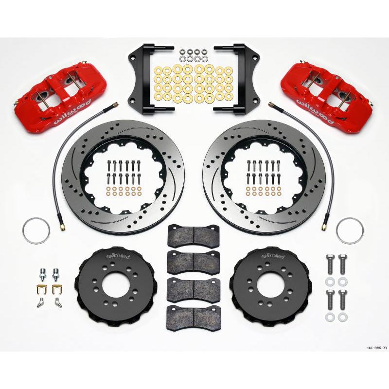 Wilwood AERO6 Front Hat Kit 14.25 Drilled Red 2014-Up Corvette C7 w/Lines - T1 Motorsports