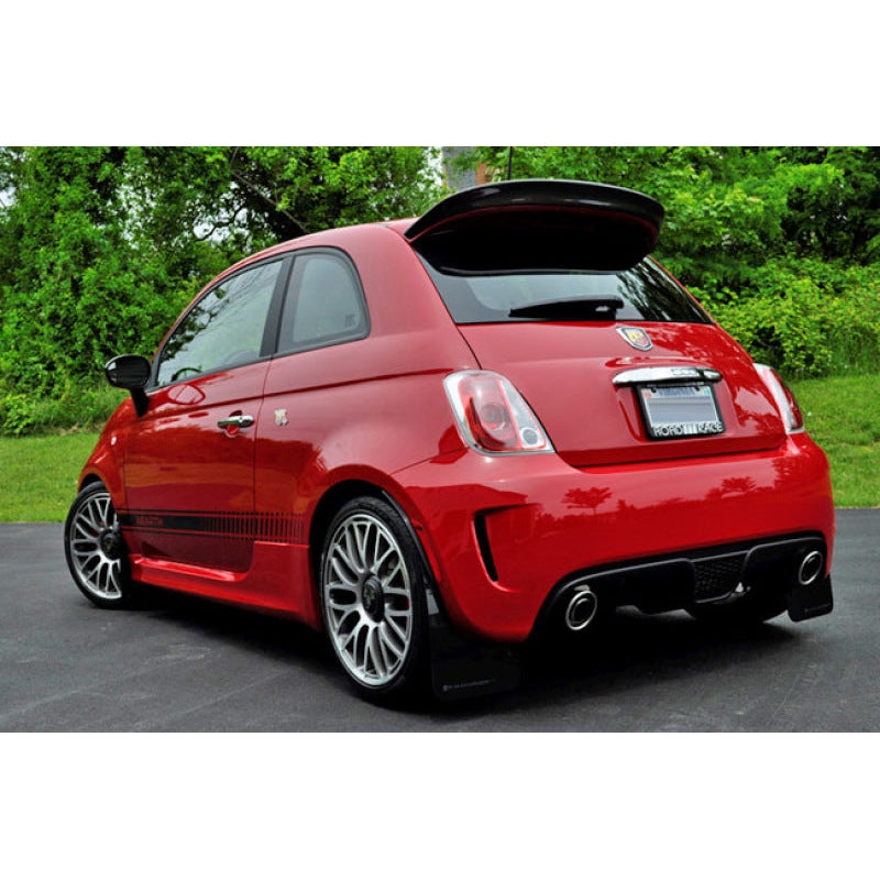 Rally Armor 2012-18 Fiat 500 (Pop/Sport/Lounge/Abarth) Red Mud Flap w/ White Logo - T1 Motorsports