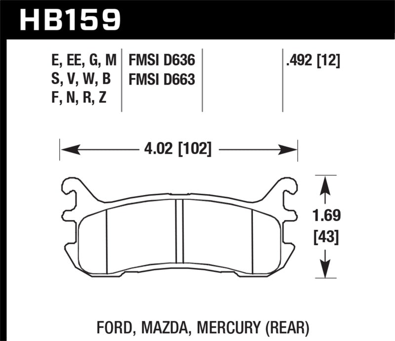 Hawk 2002-2004 Chevrolet Venture (FWD) HPS 5.0 Rear Brake Pads - T1 Motorsports