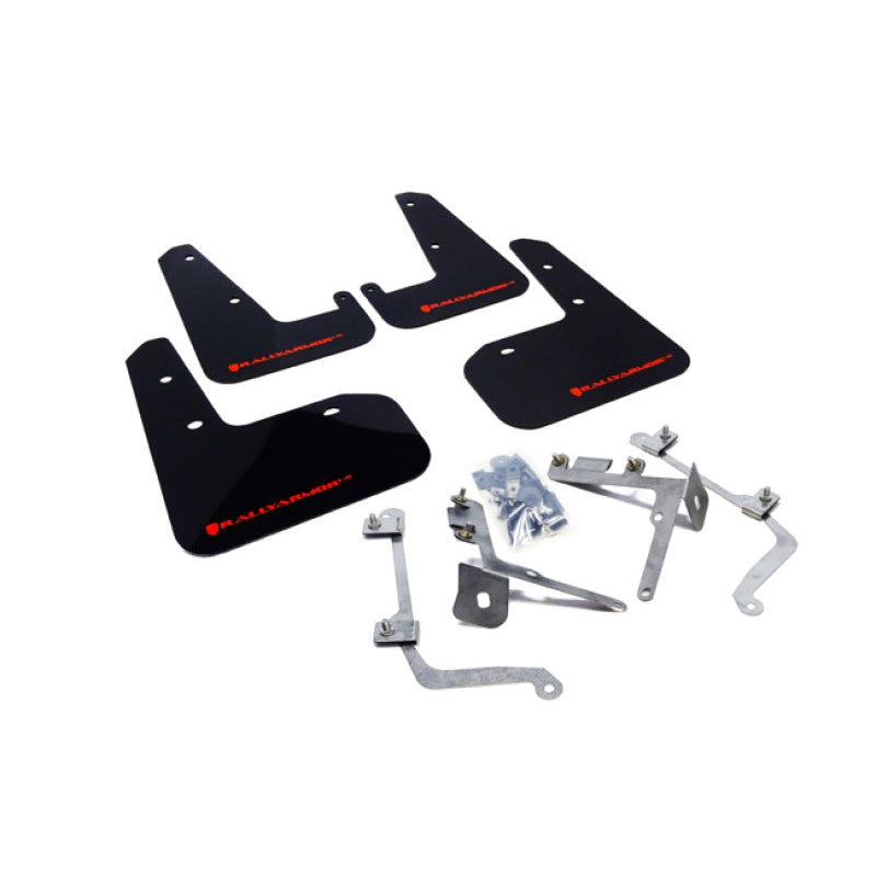 Rally Armor 11-14 Subaru WRX/STI (Sedan Only) Black UR Mud Flap w/ Red Logo - T1 Motorsports