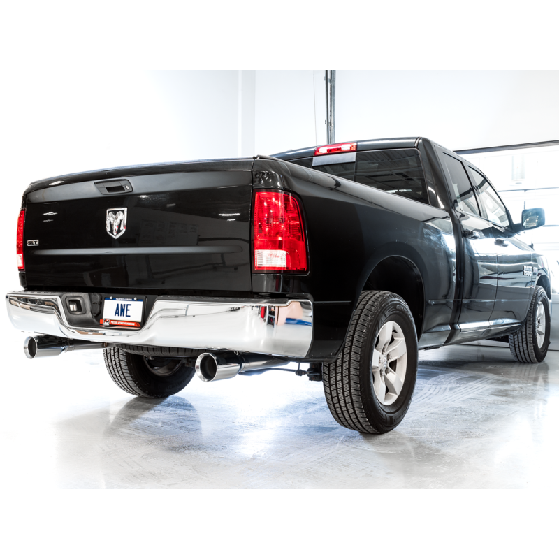 AWE Tuning 09-18 RAM 1500 5.7L (w/o Cutout) 0FG Dual Rear Exit Cat-Back Exhaust - Chrome Silver Tips