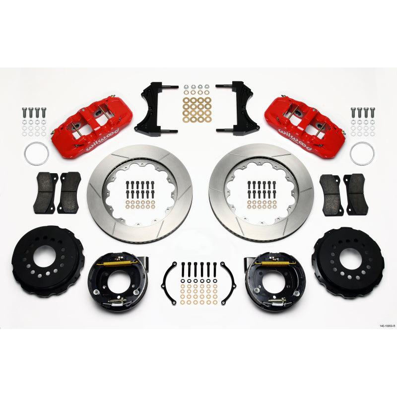 Wilwood AERO4 Rear P-Brake Kit 14.00in Red 2005-2014 Mustang - T1 Motorsports
