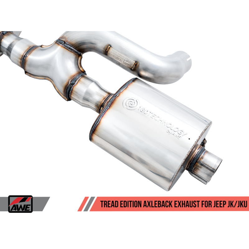 AWE Tuning 07-18 Jeep Wrangler JK/JKU 3.6L Tread Edition Axle-Back Dual Exhaust - Chrome Silver Tips