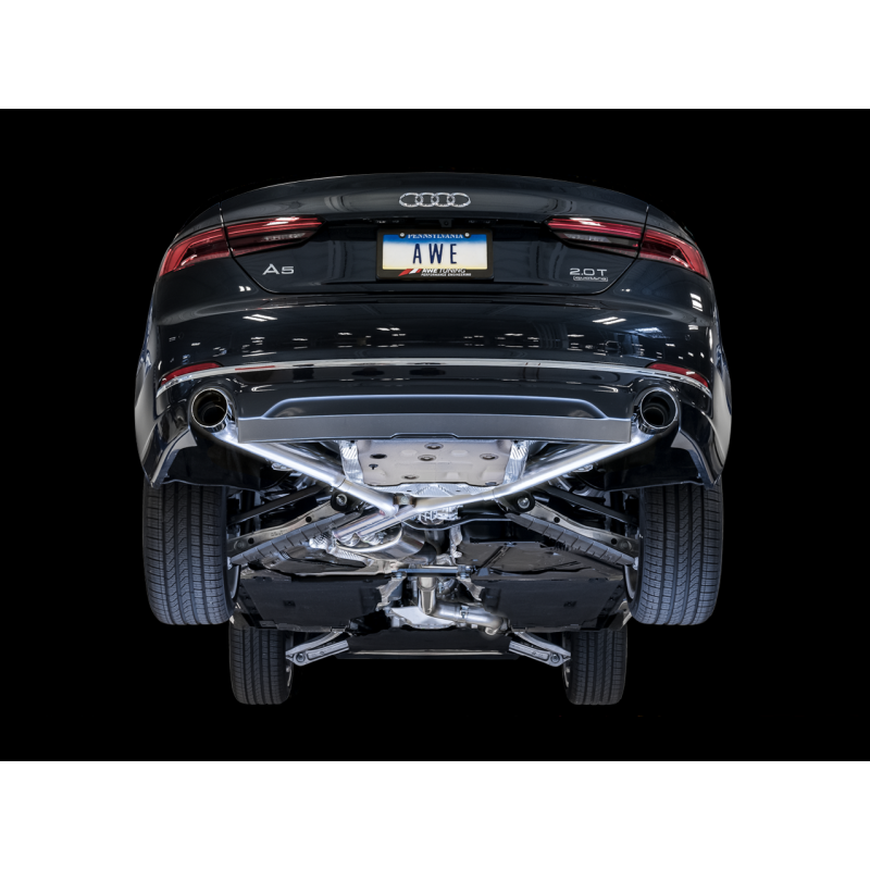AWE Tuning Audi B9 A5 Track Edition Exhaust Dual Outlet - Diamond Black Tips (Includes DP)