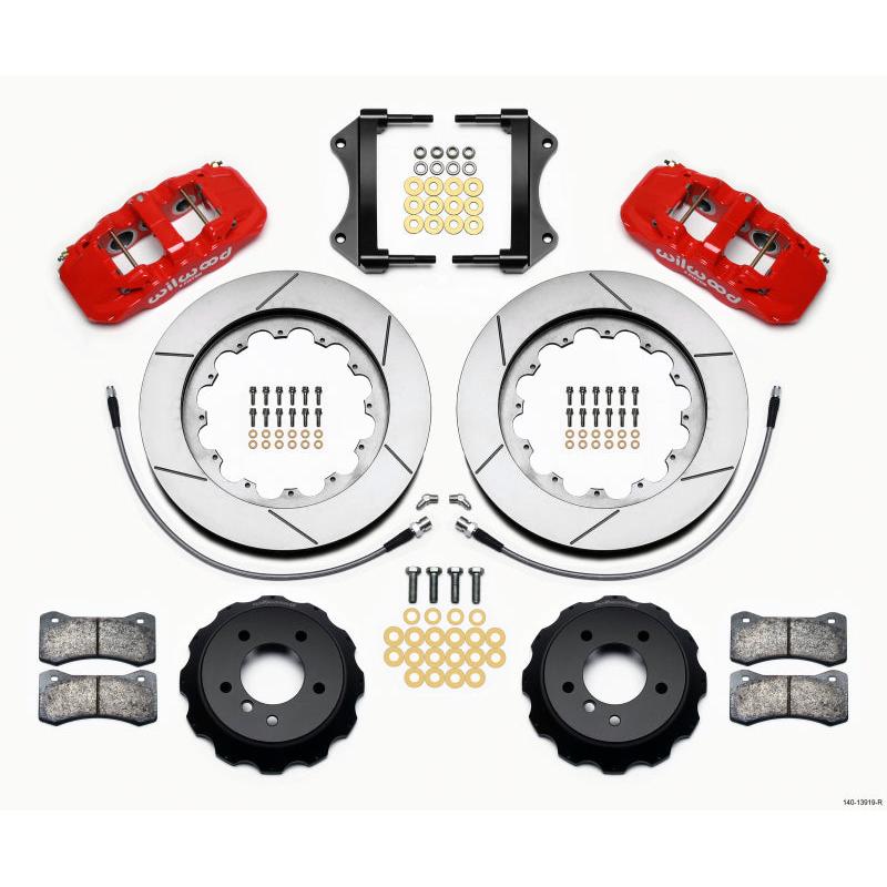Wilwood AERO6 Front Hat Kit 15.00 Red 2007-2011 BMW E90 Series w/Lines - T1 Motorsports