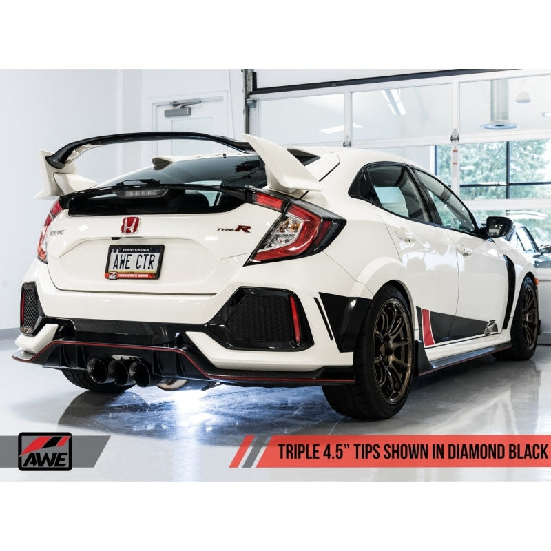 AWE Tuning 2017+ Honda Civic Type R Touring Edition Exhaust w/Front & Mid Pipe - Diamond Blk Tips