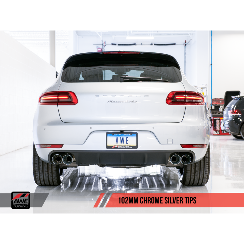AWE Tuning Porsche Macan Track Edition Exhaust System - Chrome Silver 102mm Tips