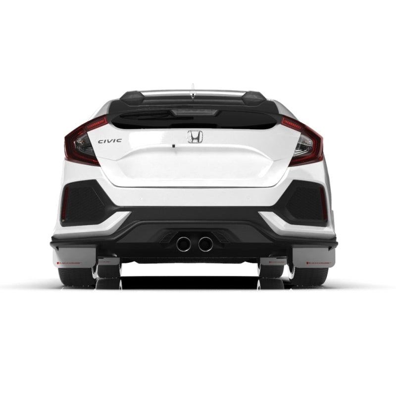 Rally Armor 17-21 Honda Civic Sport & Touring (Hatch) White UR Mud Flap w/ Red Logo - T1 Motorsports