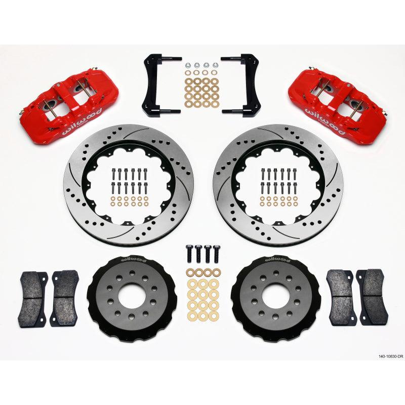 Wilwood AERO6 Front Hat Kit 14.00 Drilled Red 2005-2014 Mustang - T1 Motorsports