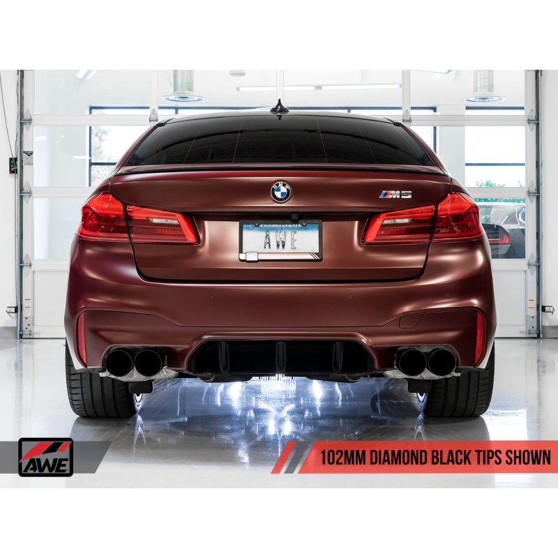 AWE Tuning 18-19 BMW M5 (F90) 4.4T AWD SwitchPath Axle-back Exhaust - Diamond Black Tips