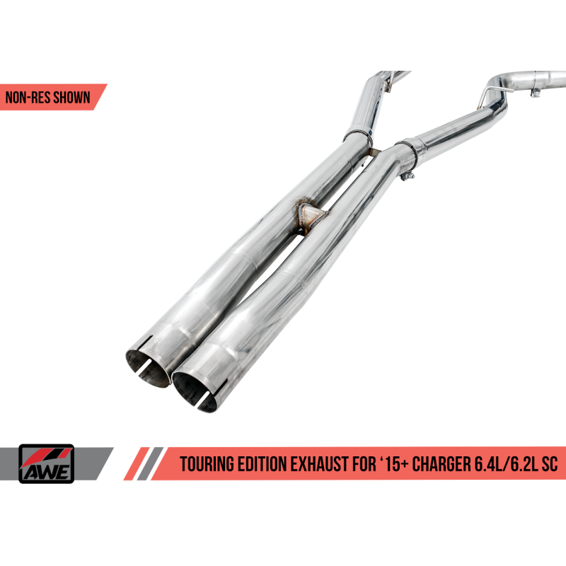 AWE Tuning 2015+ Dodge Charger 6.4L/6.2L SC Non-Resonated Touring Edition Exhaust - Silver Tips