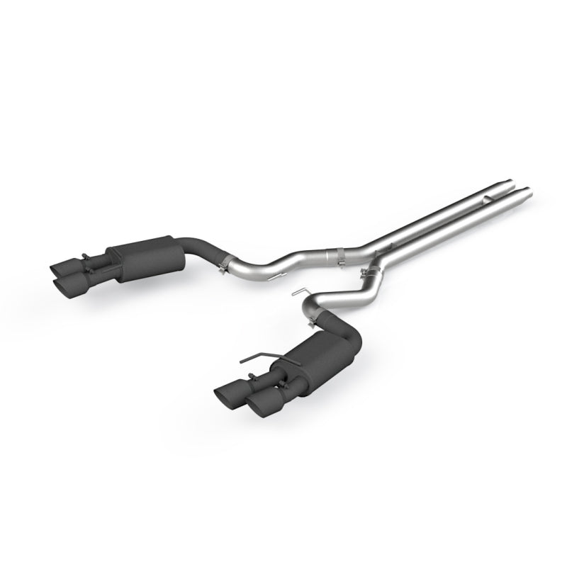 MBRP 18-19 Ford Mustang GT 5.0 3in Dual Split Rear Cat Back w/ Quad 4in Dual Wall Tips- Black Coated - T1 Motorsports