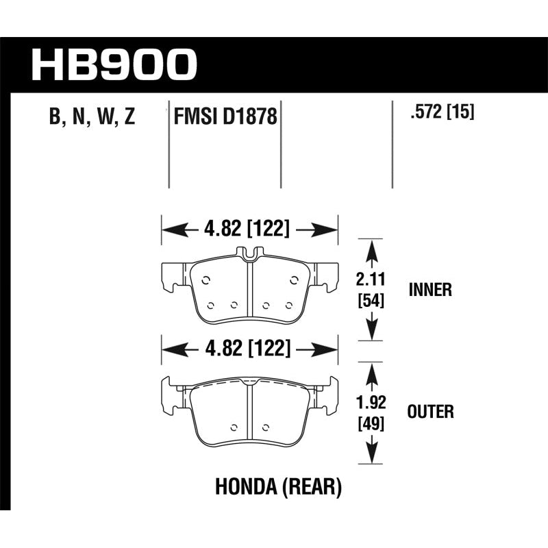 Hawk 16-17 Honda Civic Performance Ceramic Street Rear Brake Pads - T1 Motorsports