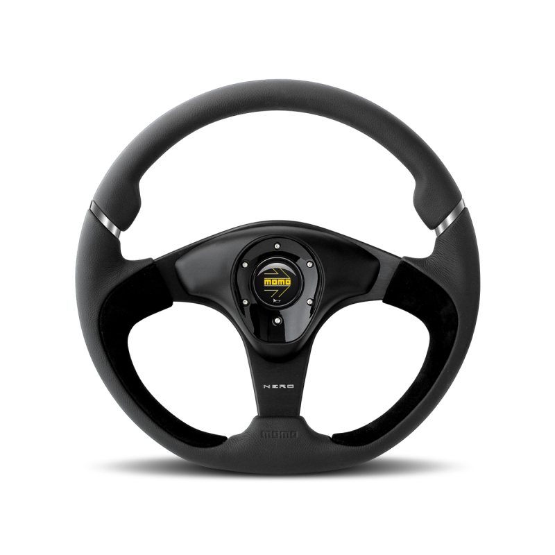 Momo Nero Steering Wheel 350 mm - Black Leather/Suede/Black Spokes