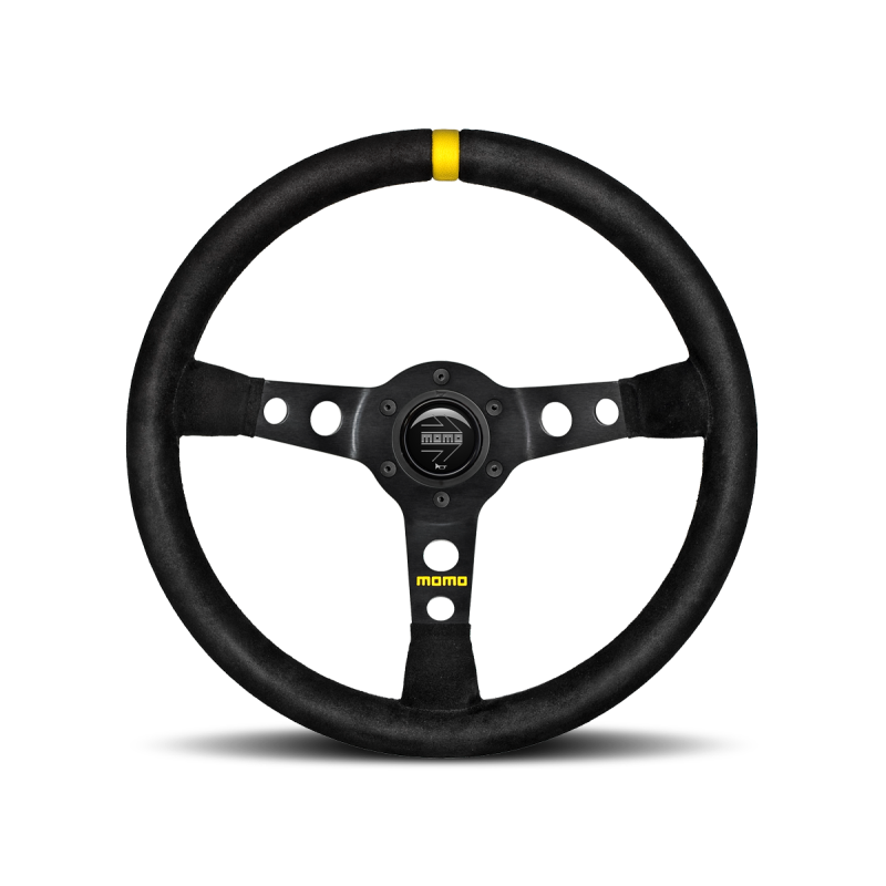 Momo MOD07 Steering Wheel 350 mm - Black Suede/Black Spokes/1 Stripe