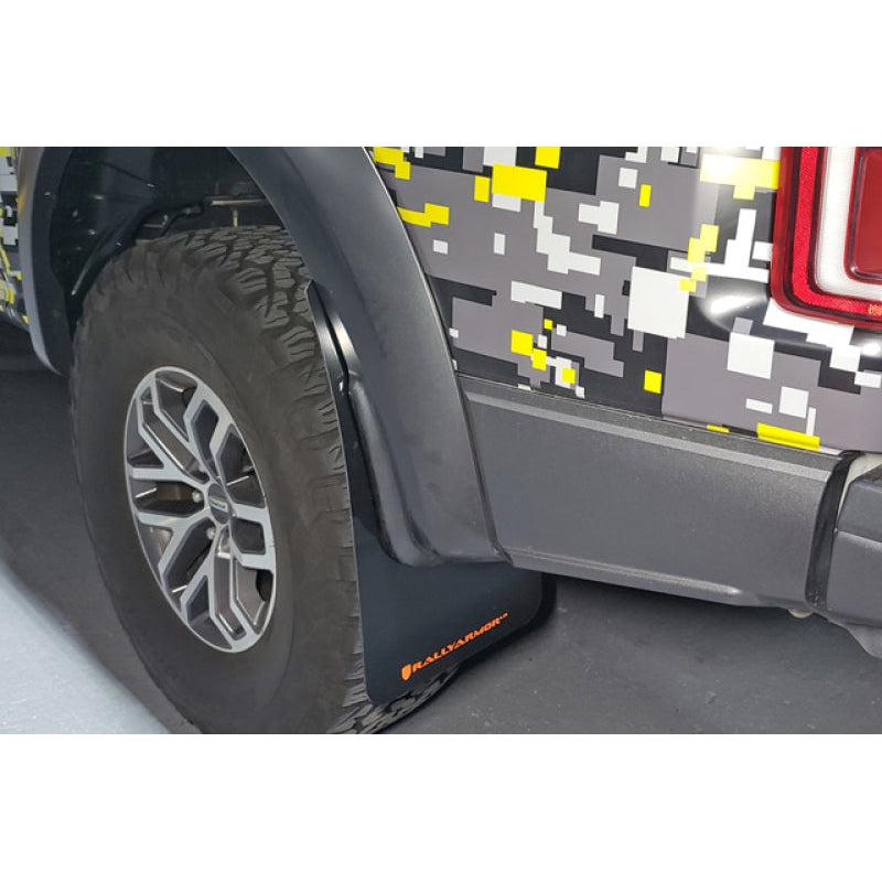 Rally Armor 17-20 Ford F-150 Raptor Black UR Mud Flap w/ Dark Grey Logo - T1 Motorsports