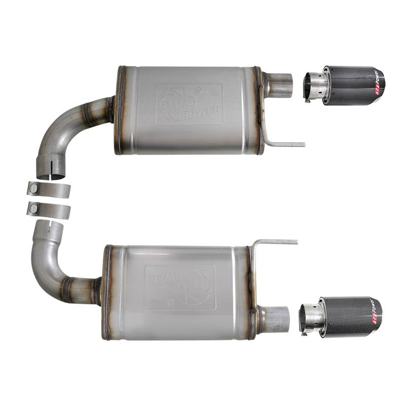 aFe MACH Force Xp SS Axle Back Exhaust System w/ Carbon Fiber Tips 15-17 Ford Mustang GT V8-5.0L