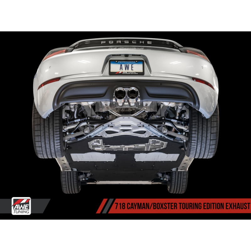 AWE Tuning Porsche 718 Boxster / Cayman Touring Edition Exhaust - Chrome Silver Tips - T1 Motorsports