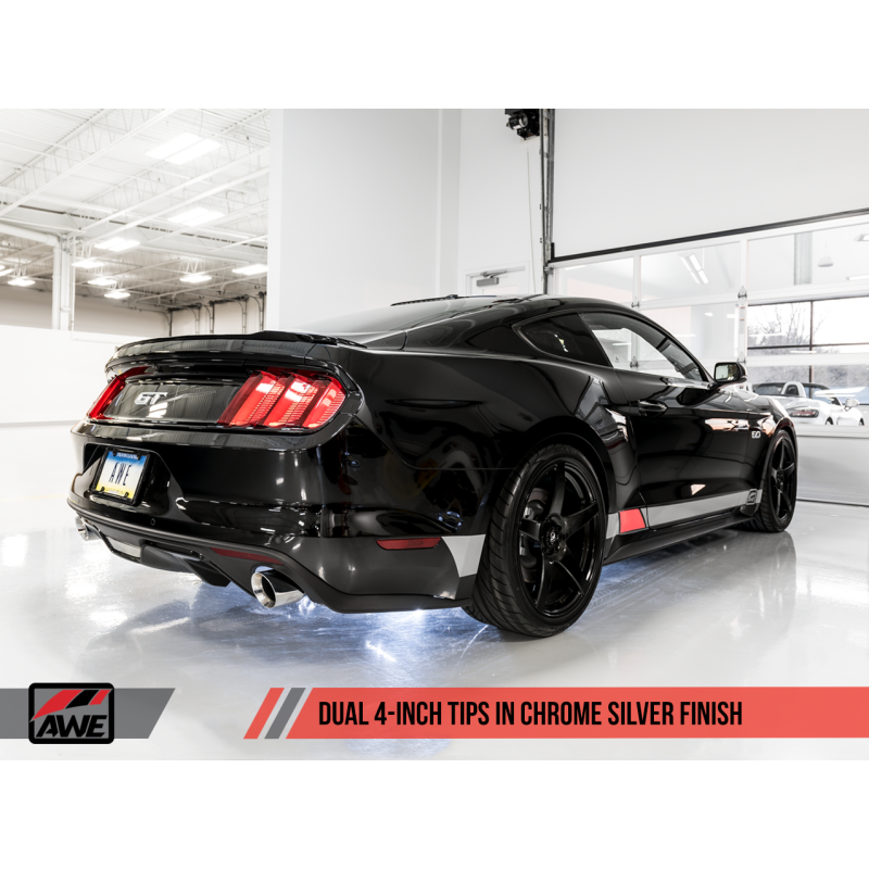 AWE Tuning S550 Mustang GT Cat-back Exhaust - Track Edition (Chrome Silver Tips)