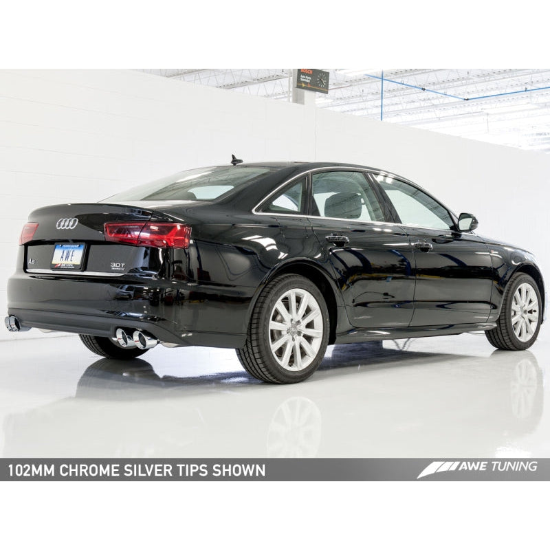 AWE Tuning Audi C7.5 A6 3.0T Touring Edition Exhaust - Quad Outlet Chrome Silver Tips - T1 Motorsports