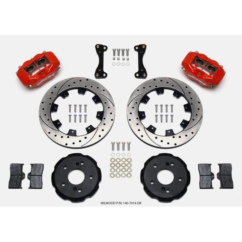 Wilwood Forged Dynalite Front Hat Kit 12.19in Drilled Red 02-06 Acura RSX-5 Lug - T1 Motorsports
