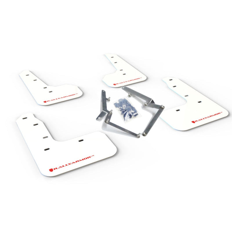 Rally Armor 17-21 Honda Civic Sport & Touring (Hatch) White UR Mud Flap w/ Red Logo - T1 Motorsports