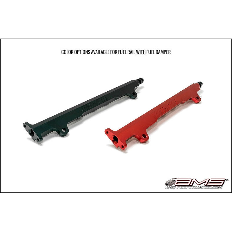 AMS Performance 08-15 Mitsubishi EVO X CNC Machined Aluminum Fuel Rail w/Pulsation Dampener - Red - T1 Motorsports