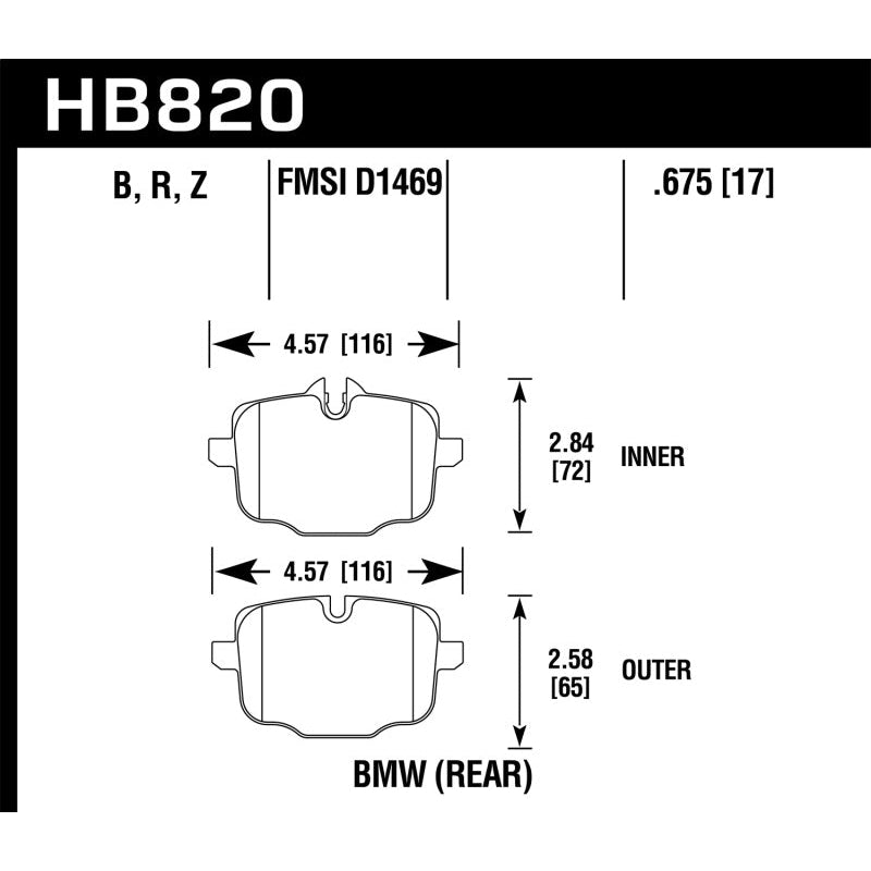 Hawk 12-17 BMW M6 / 14-17 BMW M6 Gran Coupe / 13-16 BMW M5 HPS 5.0 Rear Brake Pads - T1 Motorsports
