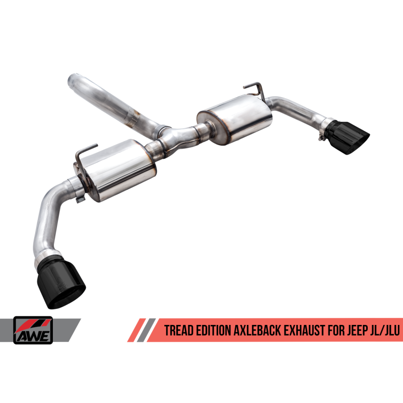 AWE Tuning 2018+ Jeep Wrangler JL/JLU Tread Edition Axle-Back Dual Exhaust - Diamond Black Tips