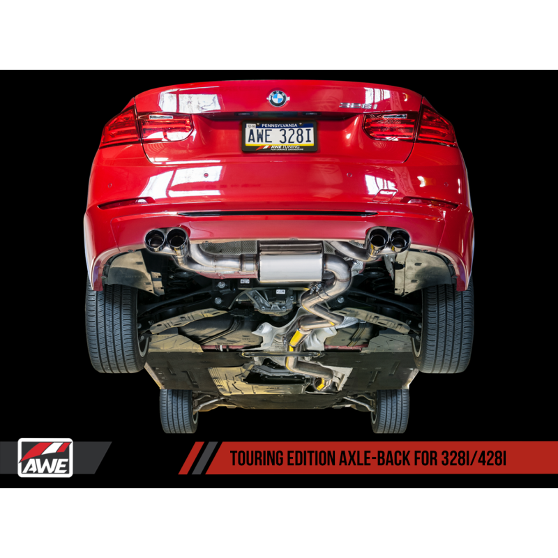 AWE Tuning BMW F3X N20/N26 328i/428i Touring Edition Exhaust Quad Outlet - 80mm Diamond Black Tips