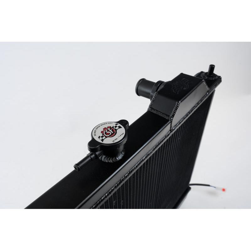 CSF 96-07 Mitsubishi Evo 4/5/6/7/8/9 Full-Slim Radiator w/12in Fan & Shroud/-16AN - Black - T1 Motorsports