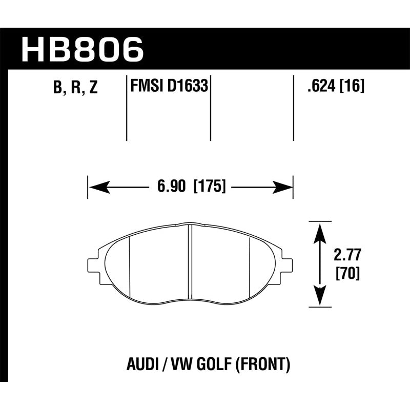 Hawk 16-17 Audi A6 HPS 5.0 Front Brake Pads - T1 Motorsports