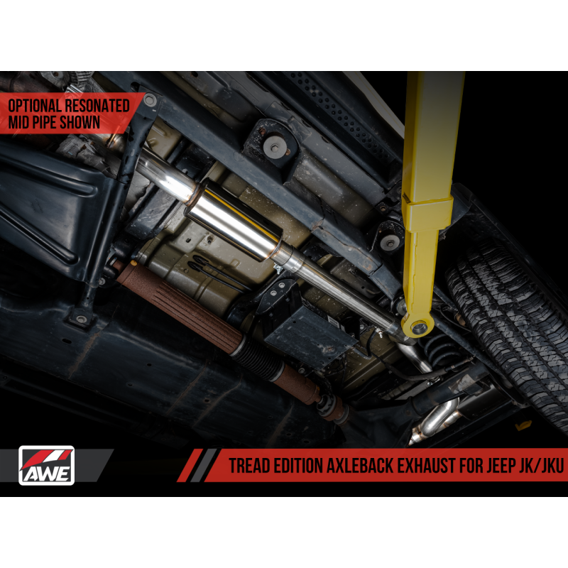 AWE Tuning 07-18 Jeep Wrangler JK/JKU 3.6L Tread Edition Axle-Back Dual Exhaust - Chrome Silver Tips