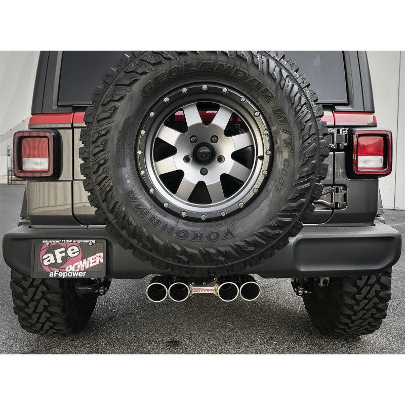 aFe Rebel Series 2.5in. 304 SS C/B Exhaust System 2018 Jeep Wrangler (JL) V6-3.6L - Polished Tip