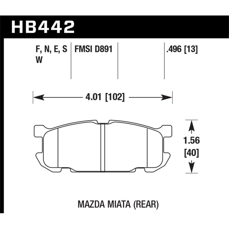 Hawk 01-03 Mazda Miata Base/LS/SE Sport Suspension DTC-60 Rear Race Brake Pads - T1 Motorsports