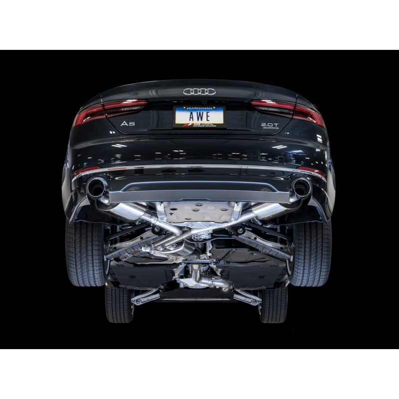 AWE Tuning Audi B9 A5 Touring Edition Exhaust Dual Outlet - Diamond Black Tips (Includes DP)